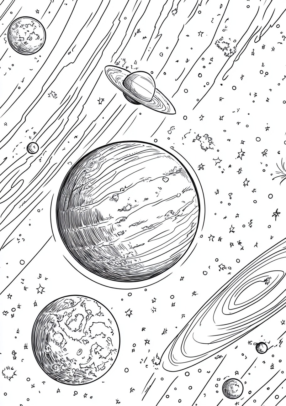 Solar System Coloring Pages, Solar system detailed