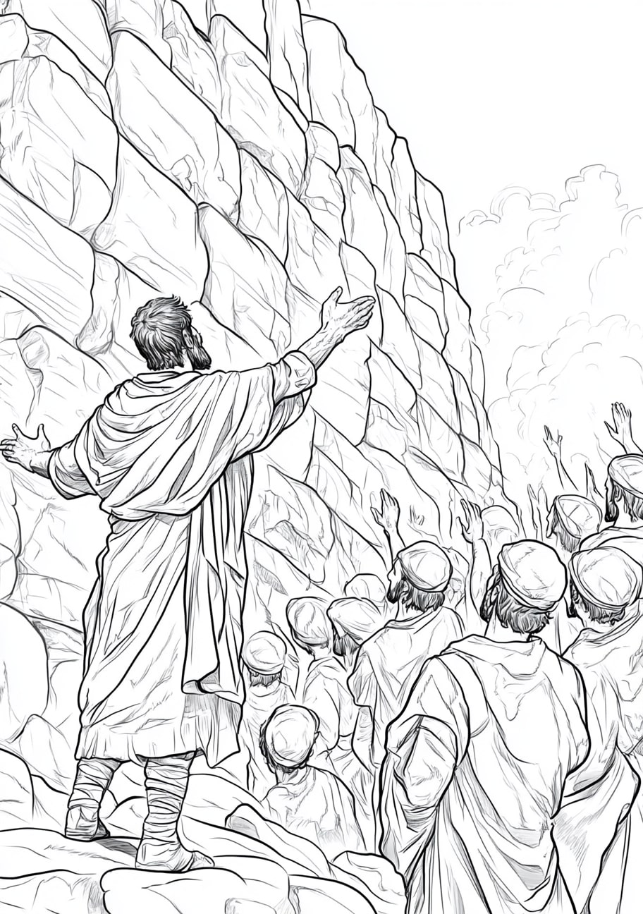 Walls Of Jericho Coloring Pages, Joshua commanding the people to shout on wall