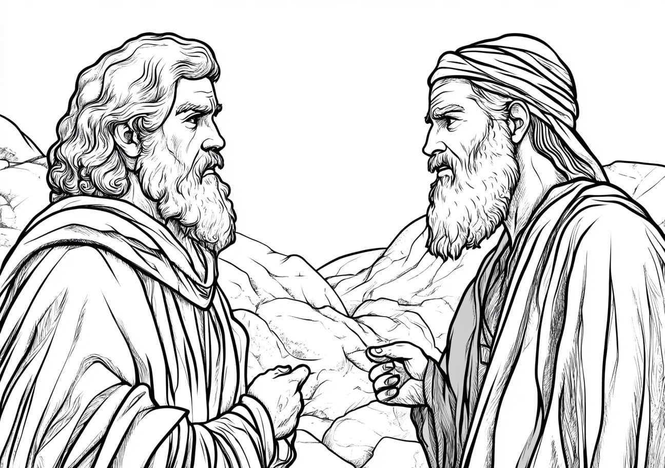 Israelites in Egypt Coloring Pages, Moses and Aaron confronting Pharaoh