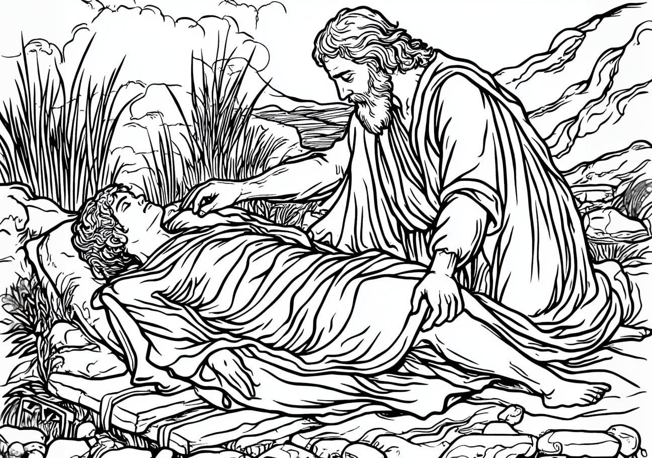 Prophet Elijah Coloring Pages, Elijah raising the widows son from the dead