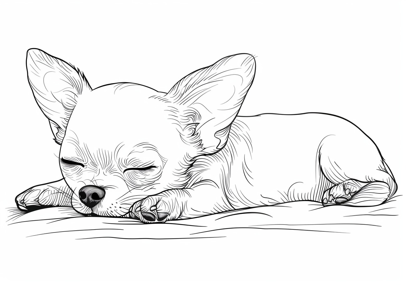 Chihuahua Coloring Pages, Sleeping Chihuahua