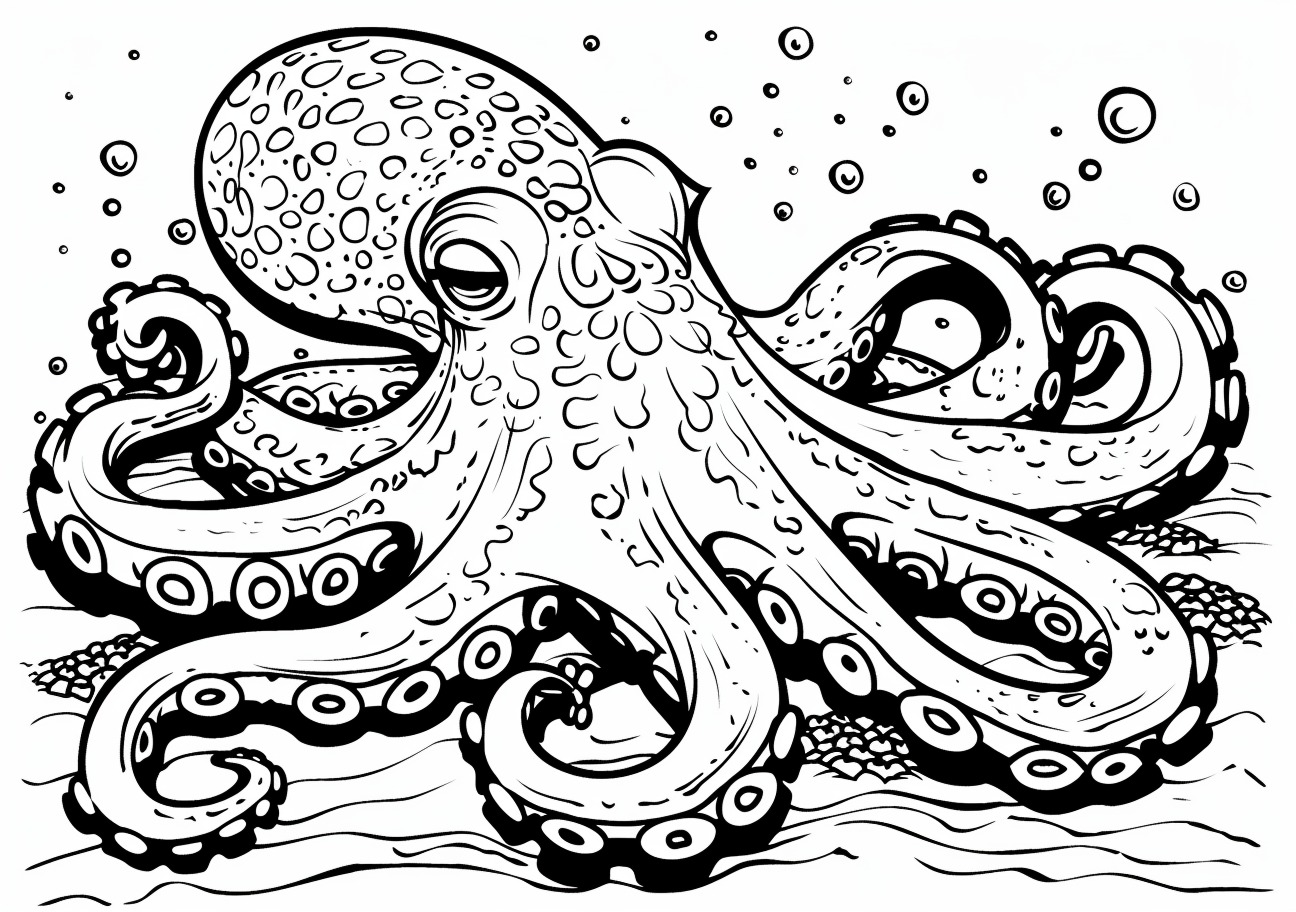 Octopus Coloring Pages, Sleeping Octopus