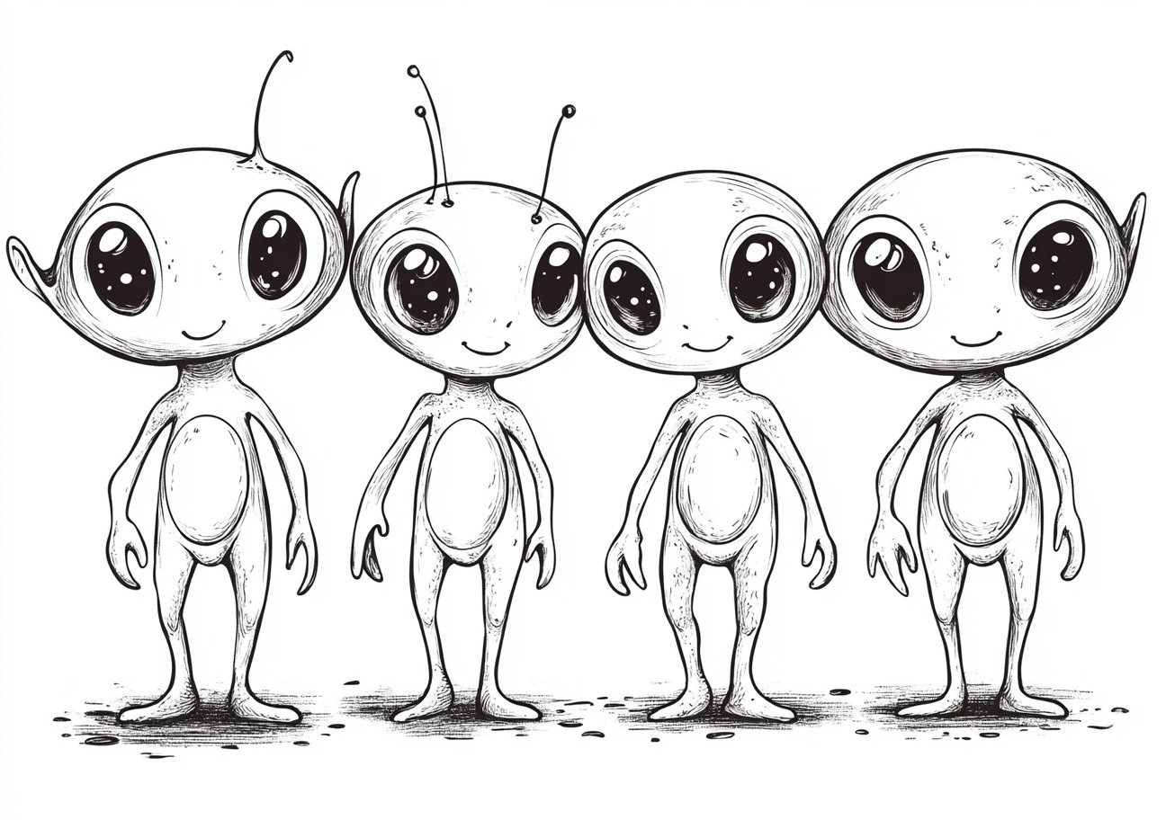 Aliens Coloring Pages, Aliens playful