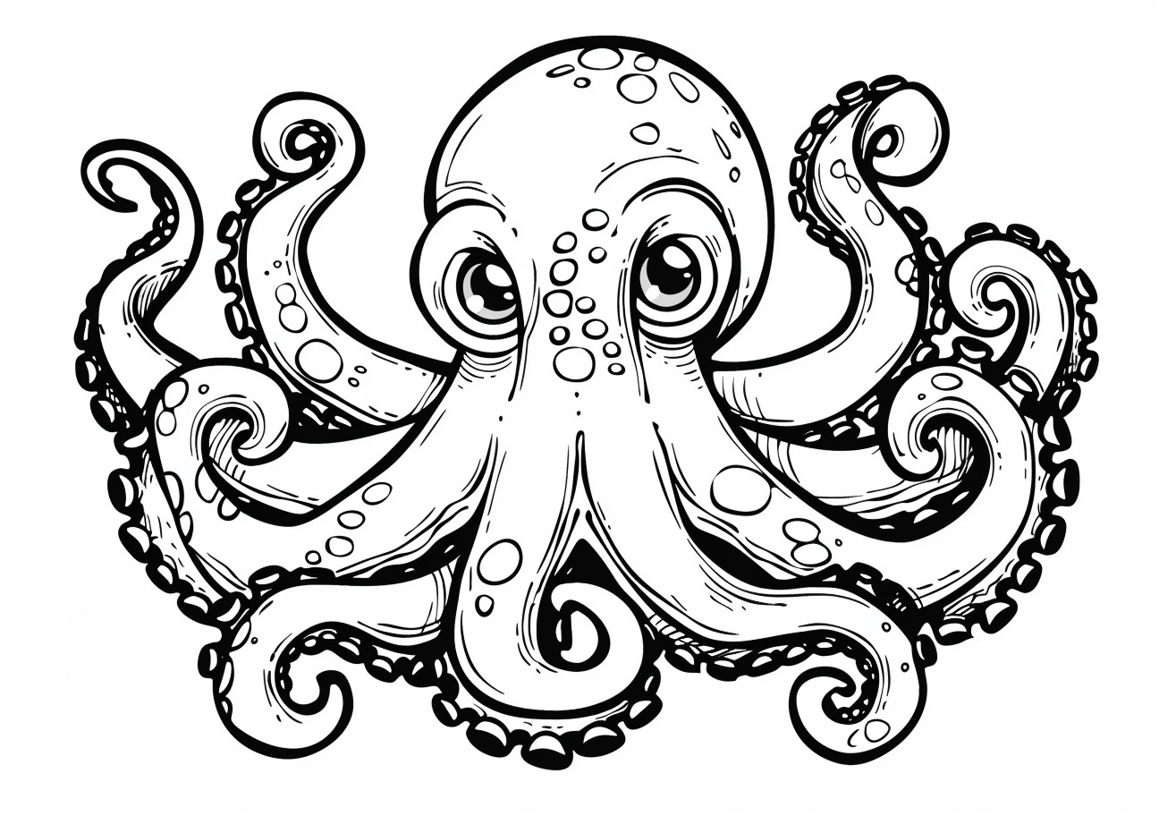 Octopus Coloring Pages, Cartoon Octopus