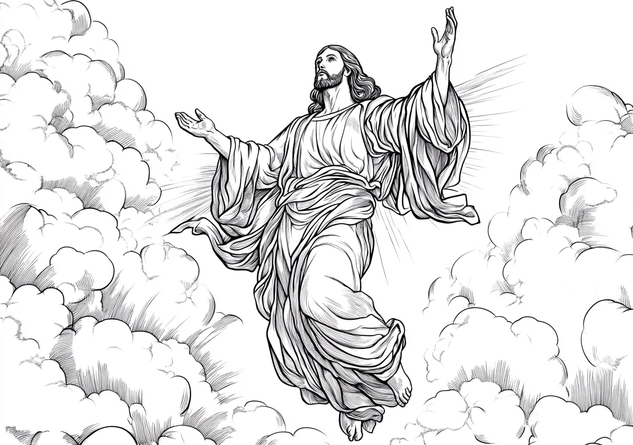 Jesus Resurrection Coloring Pages, Jesus ascending to heaven