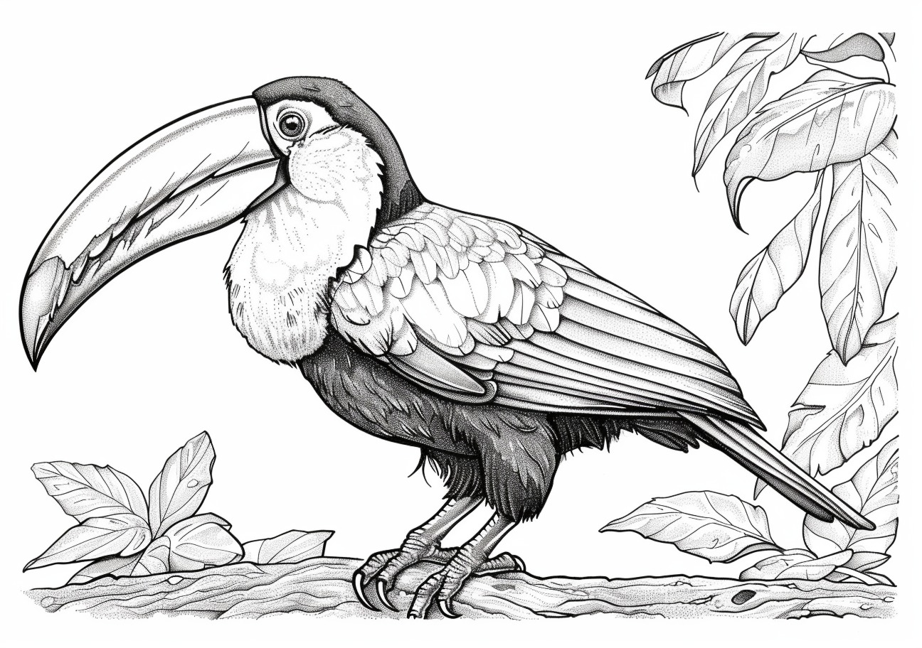 Toucan Coloring Pages, Realistic Toucan