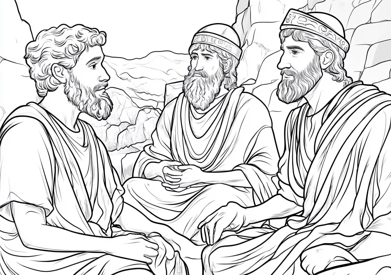 Daniel and his friends Coloring Pages, Daniel and his friends receiving wisdom from God