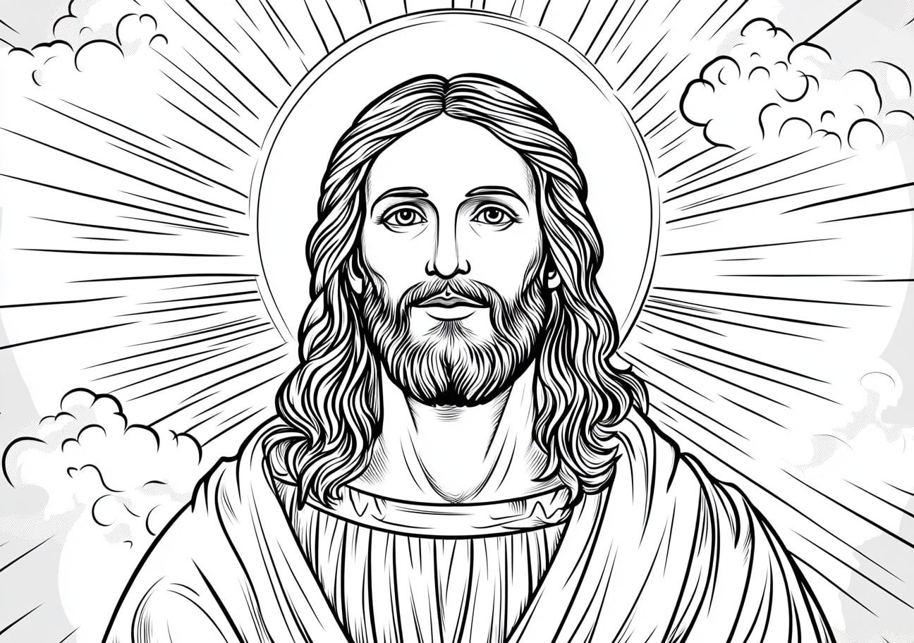 Jesus Resurrection Coloring Pages, Jesus with a radiant halo after the resurrection