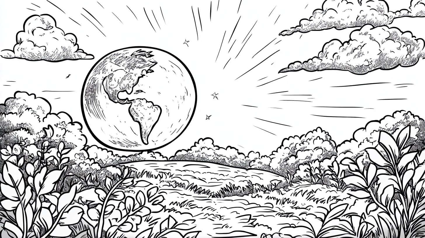 Bible Creation of Earth Coloring Pages, Bible Creation of Earth with plants growing