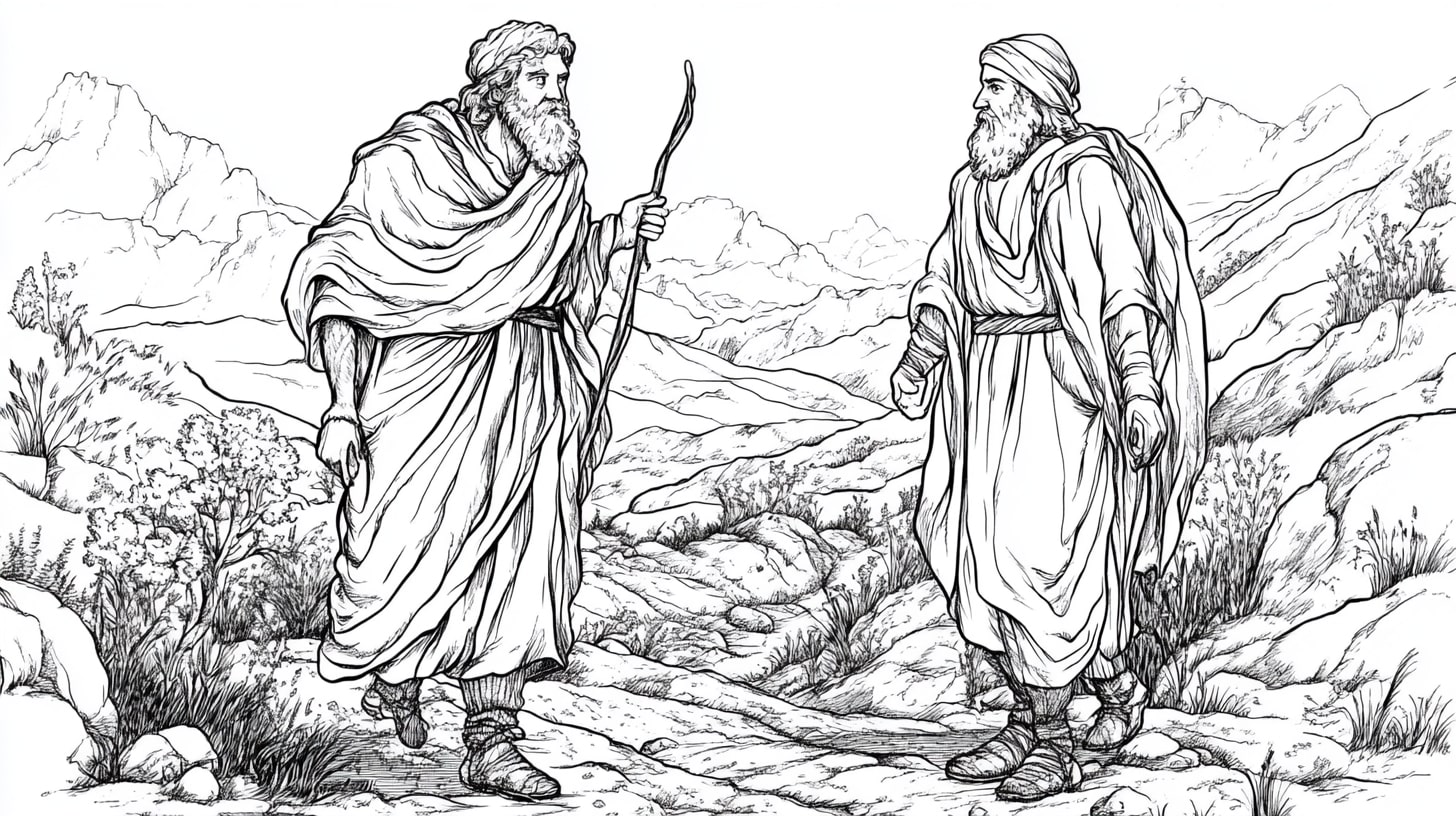 Jacob and Esau Coloring Pages, Jacob and Esau parting ways