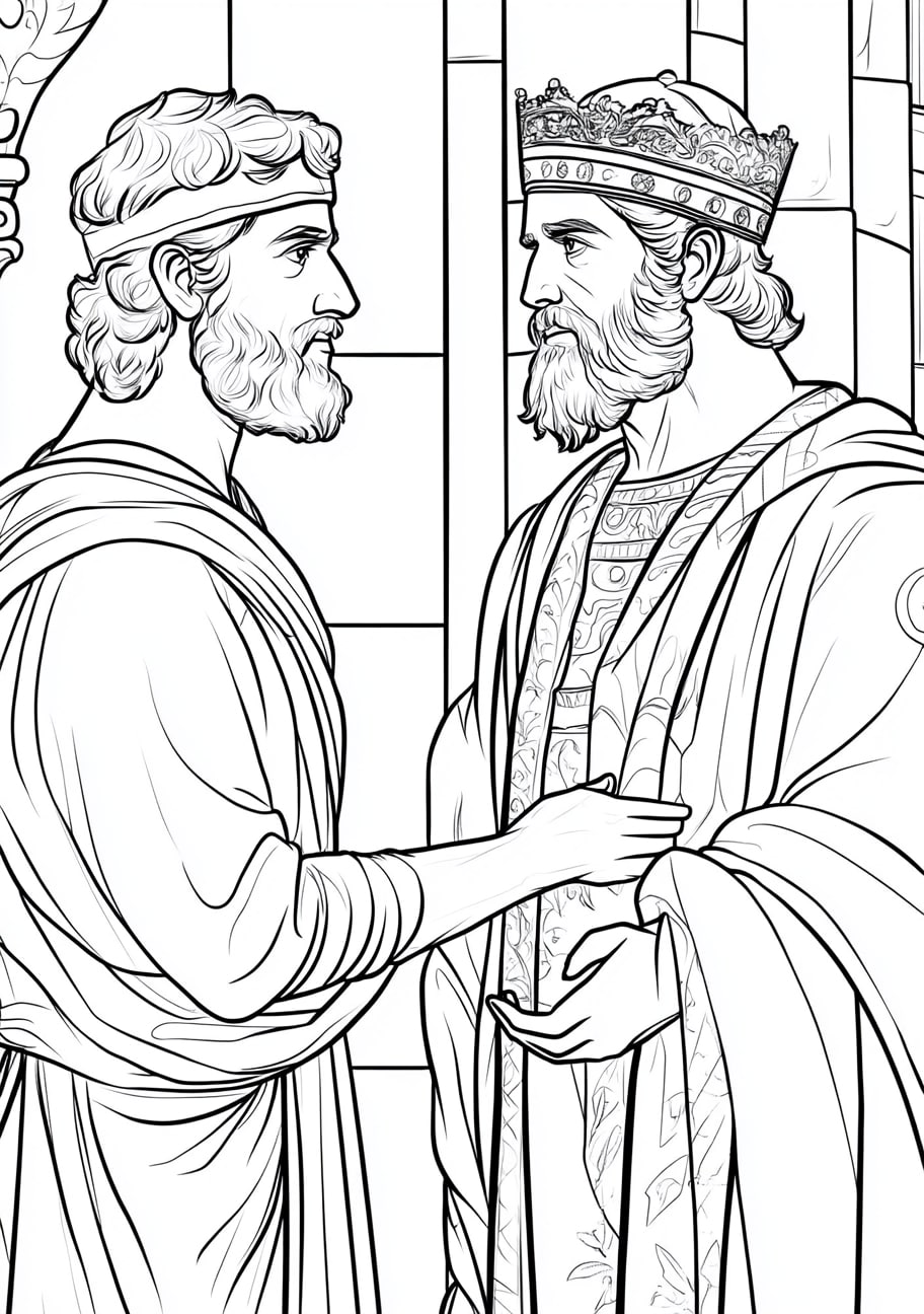 King David Coloring Pages, King David receiving the message from Nathan