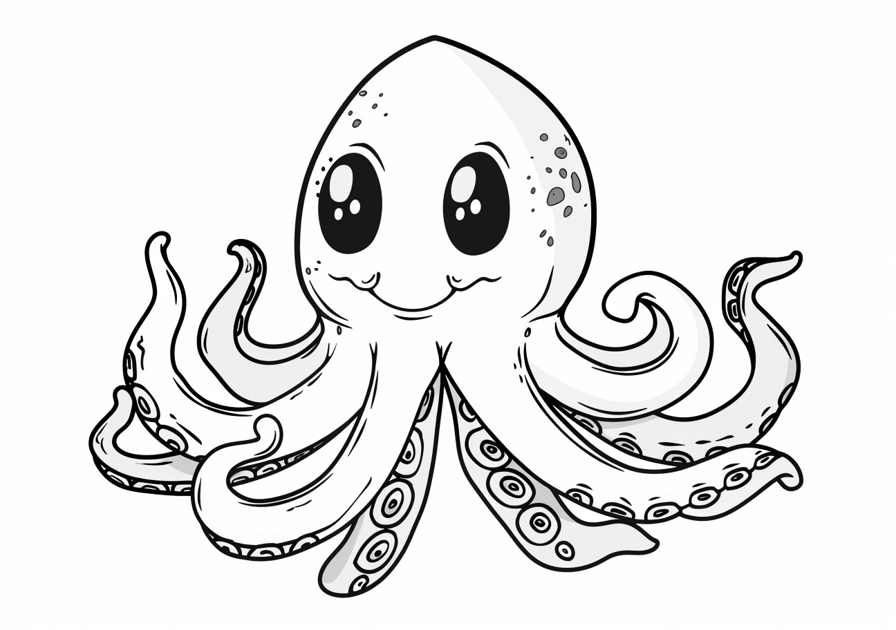 Squid Coloring Pages, Smiling Squid