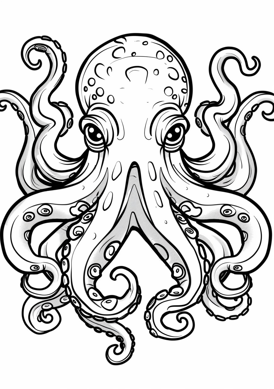 Octopus Coloring Pages, Face Octopus