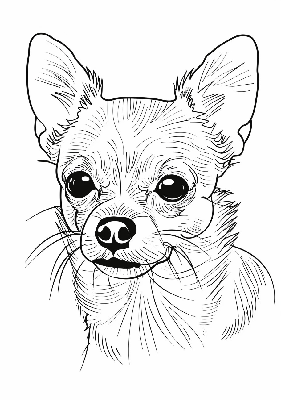 Chihuahua Coloring Pages, Realistic face of Chihuahua