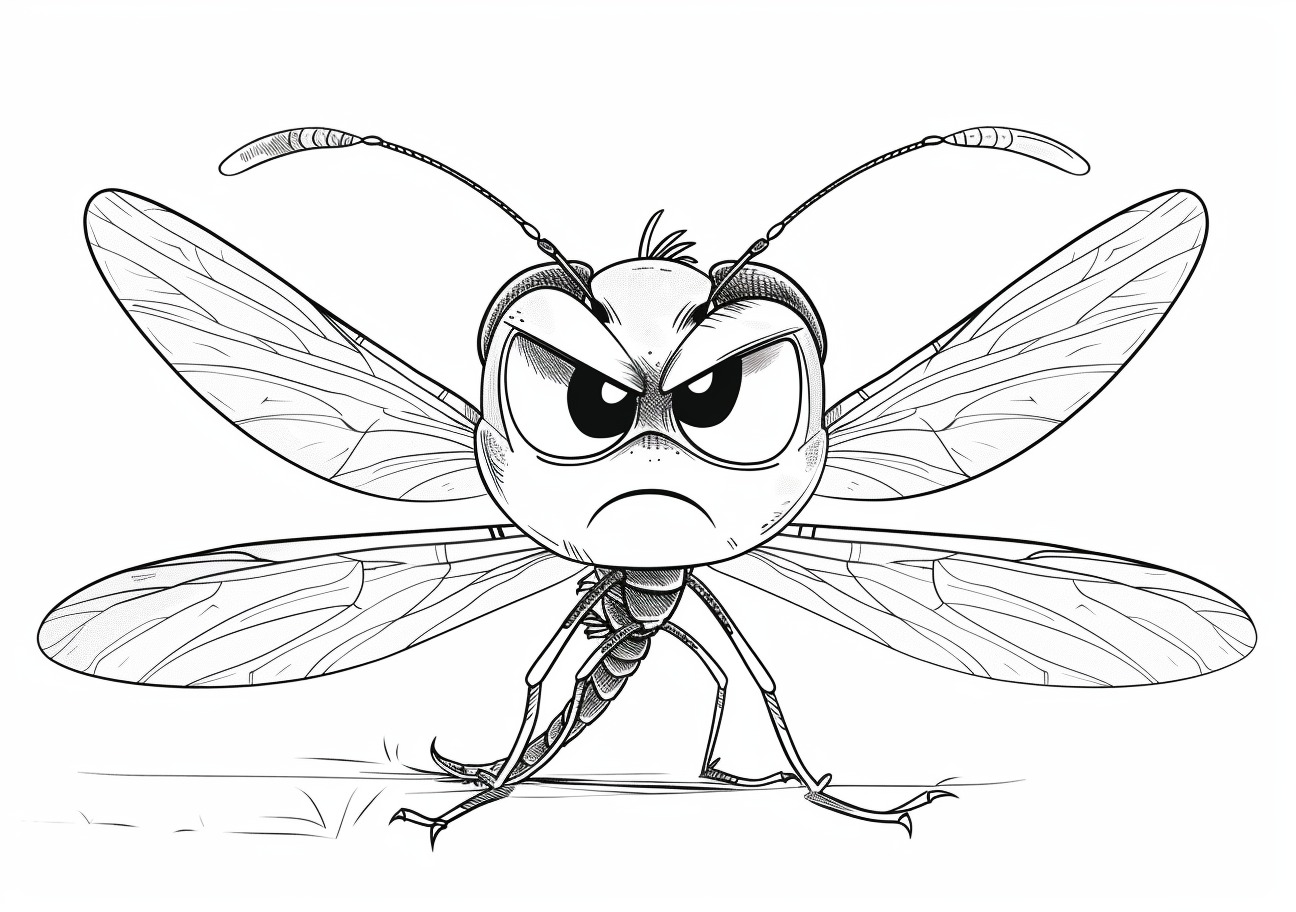 Dragonfly Coloring Pages, Angry Dragonfly