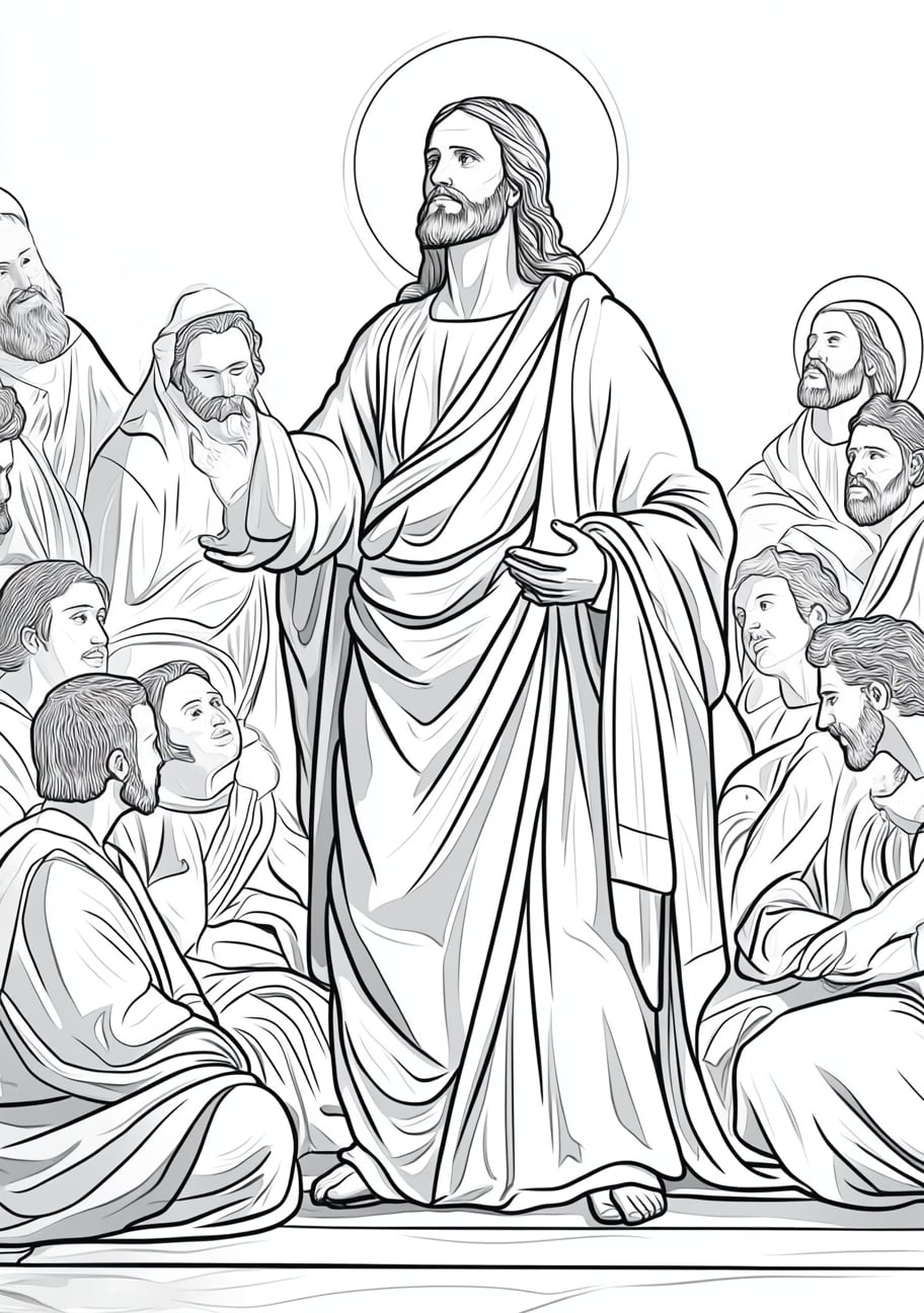 Jesus Resurrection Coloring Pages, Jesus giving the Great Commission