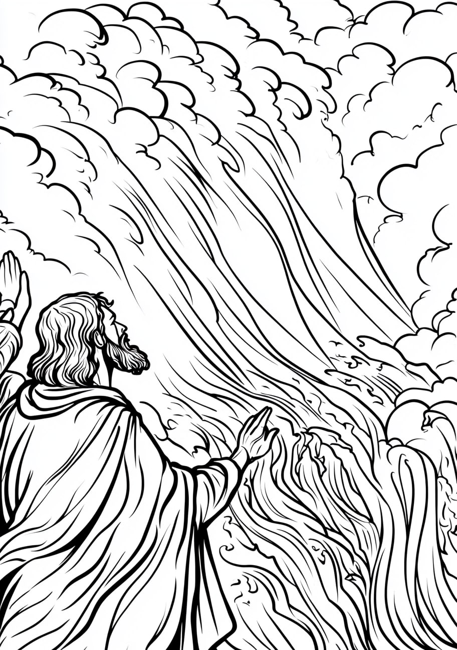 Israelites in Egypt Coloring Pages, The parting of the Red Sea