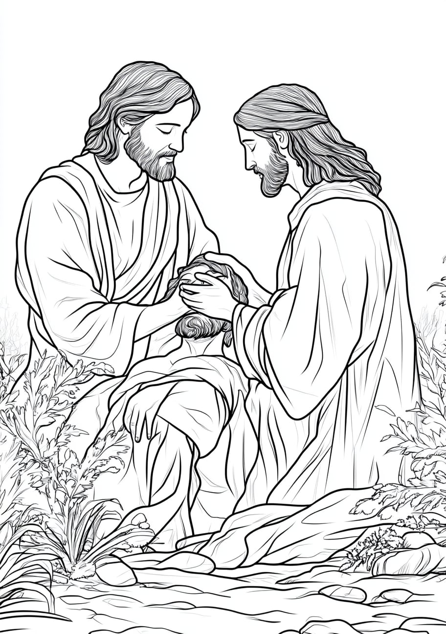 Jesus Coloring Pages, Jesus healing the sick