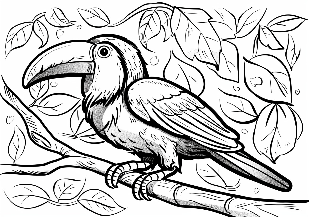 Toucan Coloring Pages, Cartoon Toucan