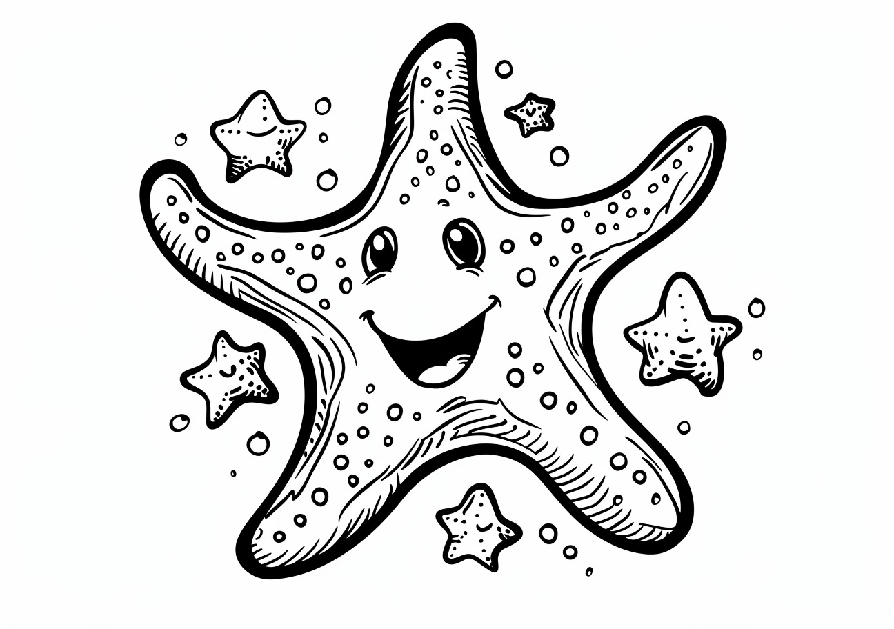 Starfish Coloring Pages, Cartoon Starfish