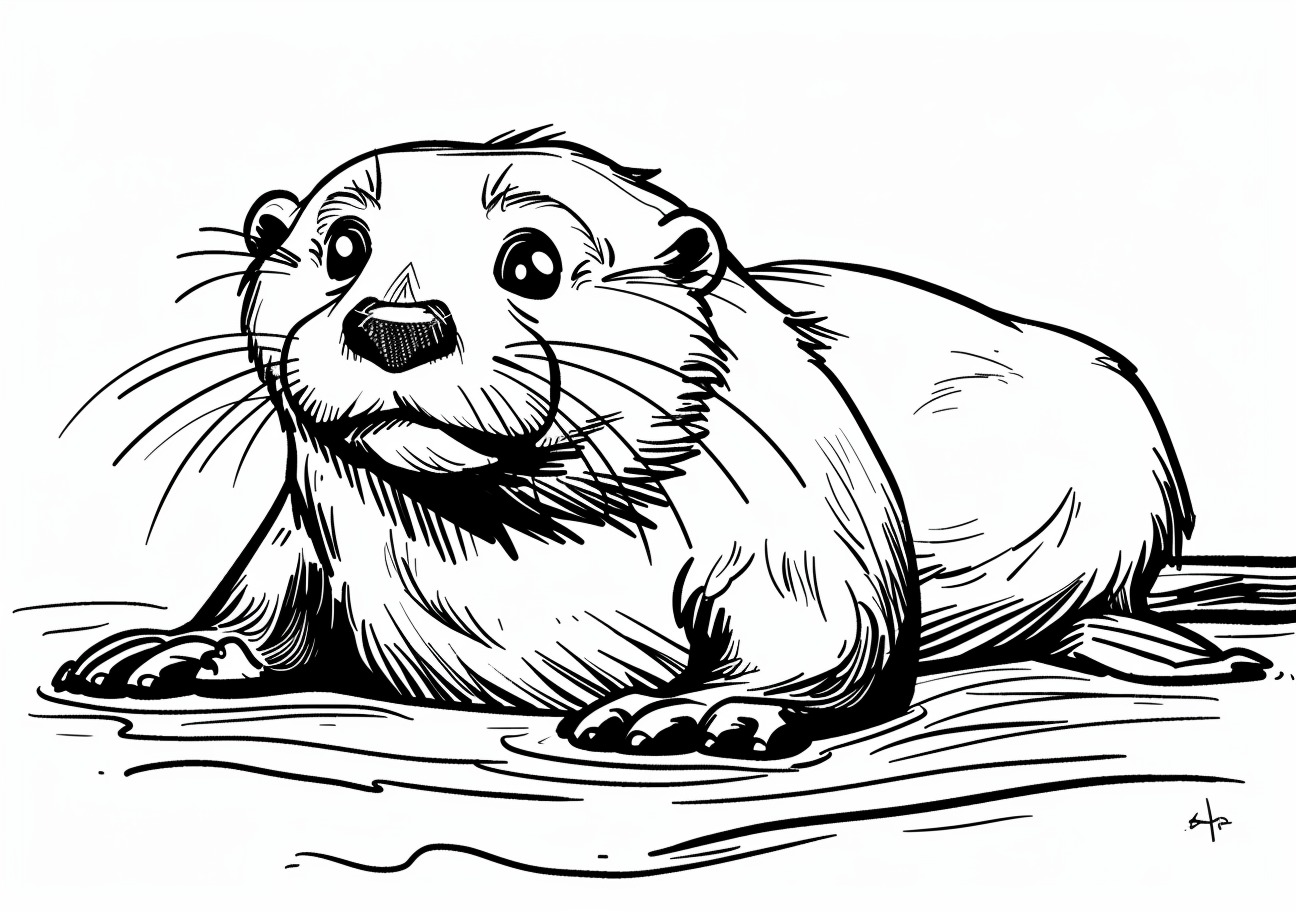 Otter Coloring Pages, Sad Otter