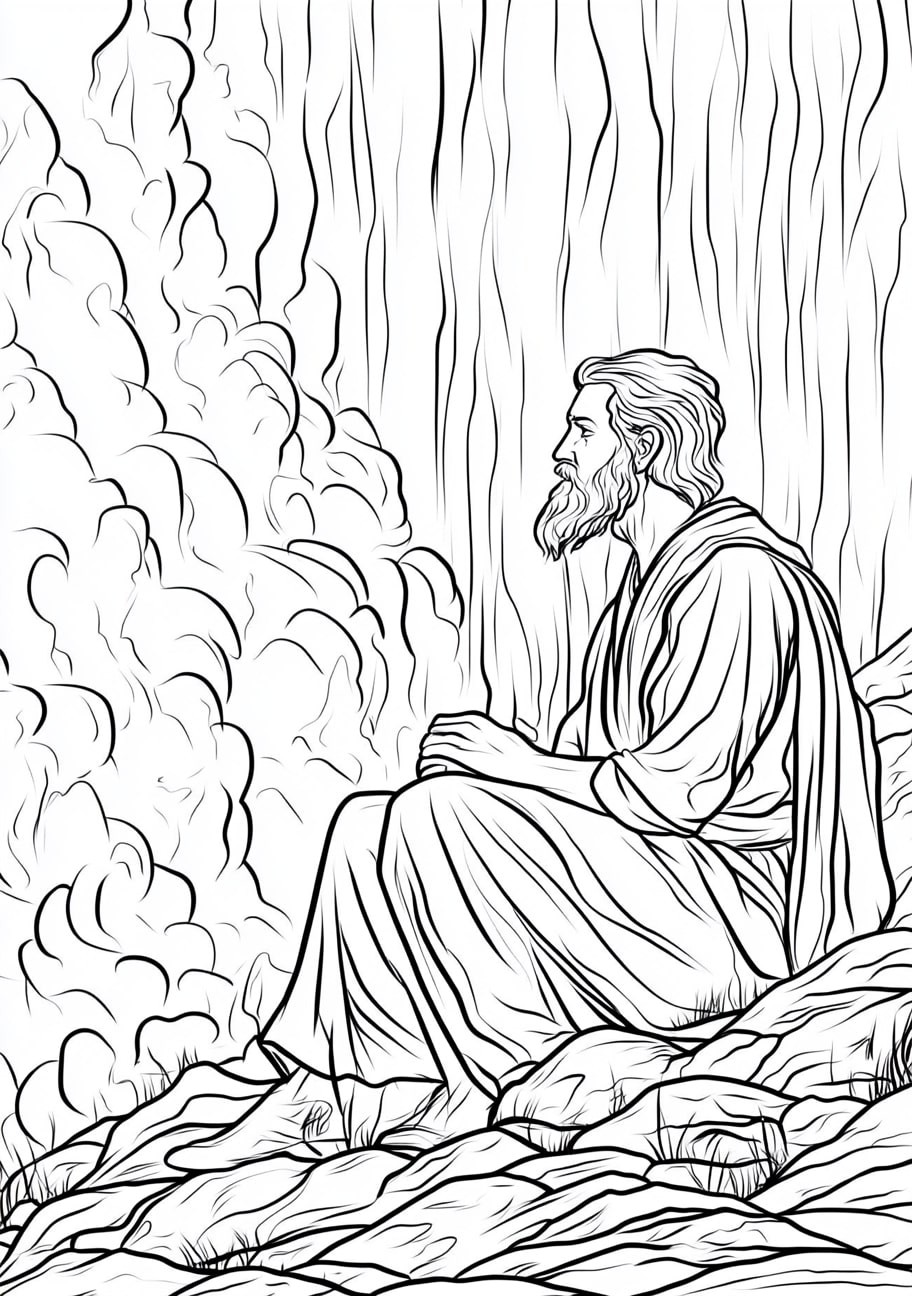 Prophet Elijah Coloring Pages, Elijahs encounter with God in the still small voice