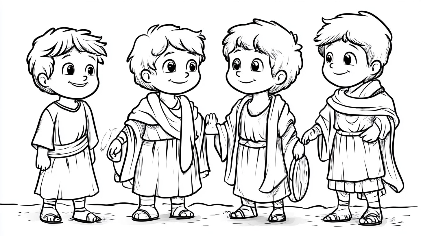 Joseph Coloring Pages, Joseph reuniting with his brothers