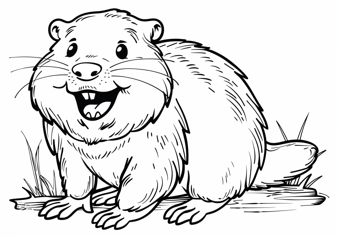 Beaver Coloring Pages, Happy Beaver