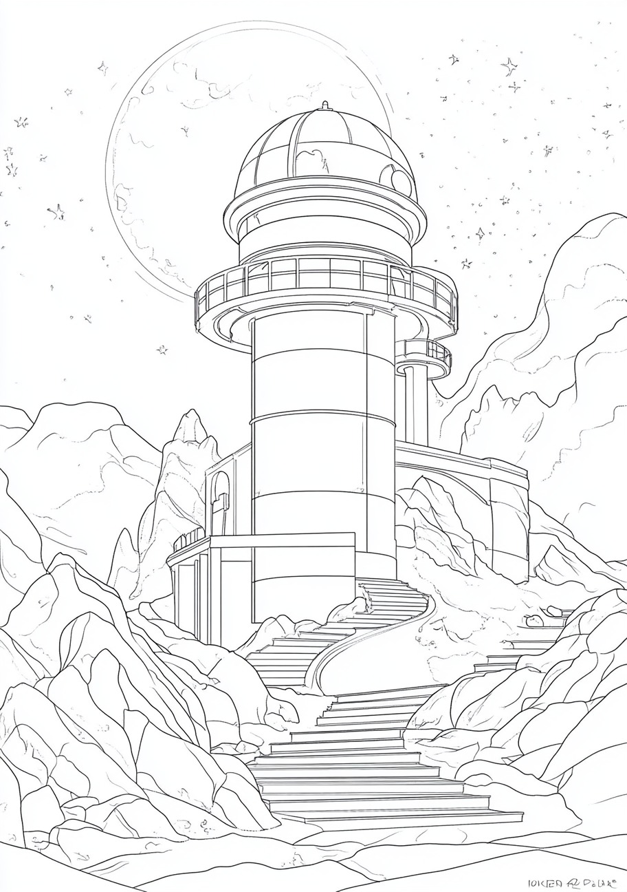 Observatory Coloring Pages, Observatory fantastic