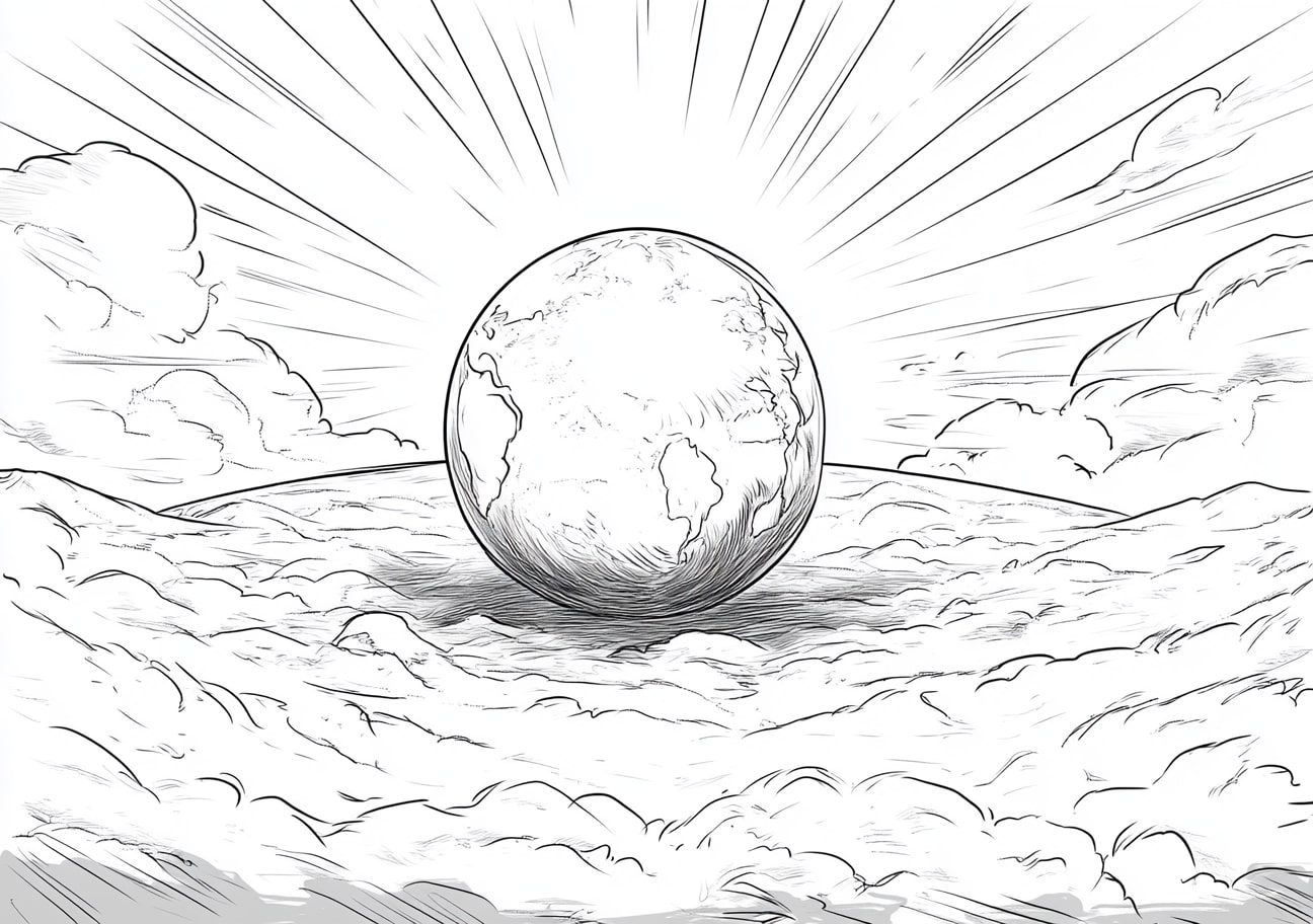 Bible Creation of Earth Coloring Pages, Bible Creation of Earth with light emerging