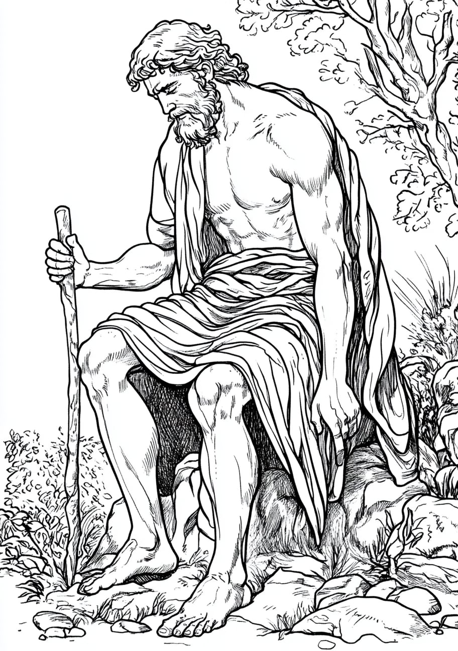 Cain and Abel Coloring Pages, Cain being marked by God