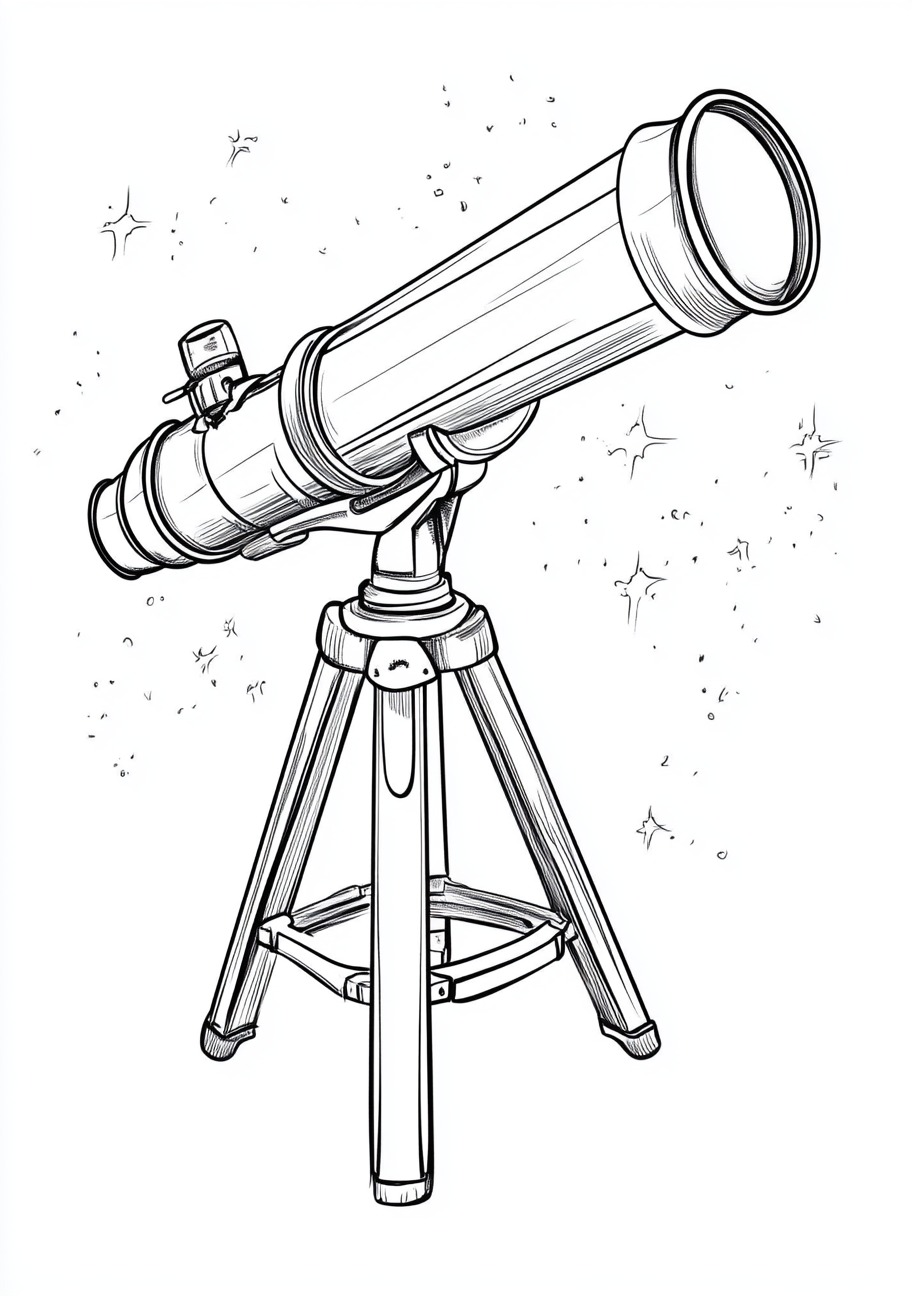 Telescope Coloring Pages, Telescope modern