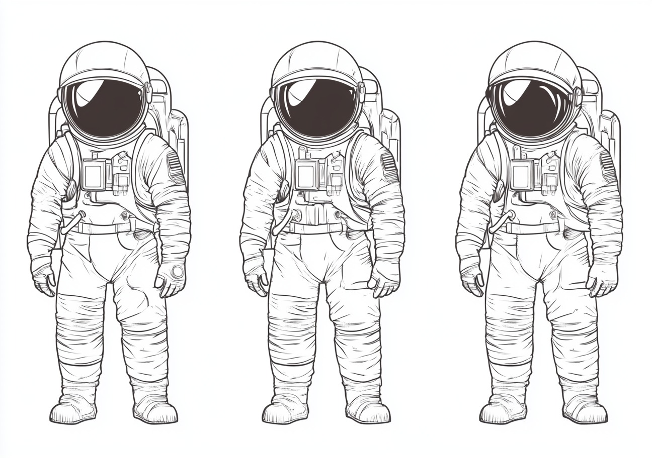 Astronauts Coloring Pages, Three astronauts