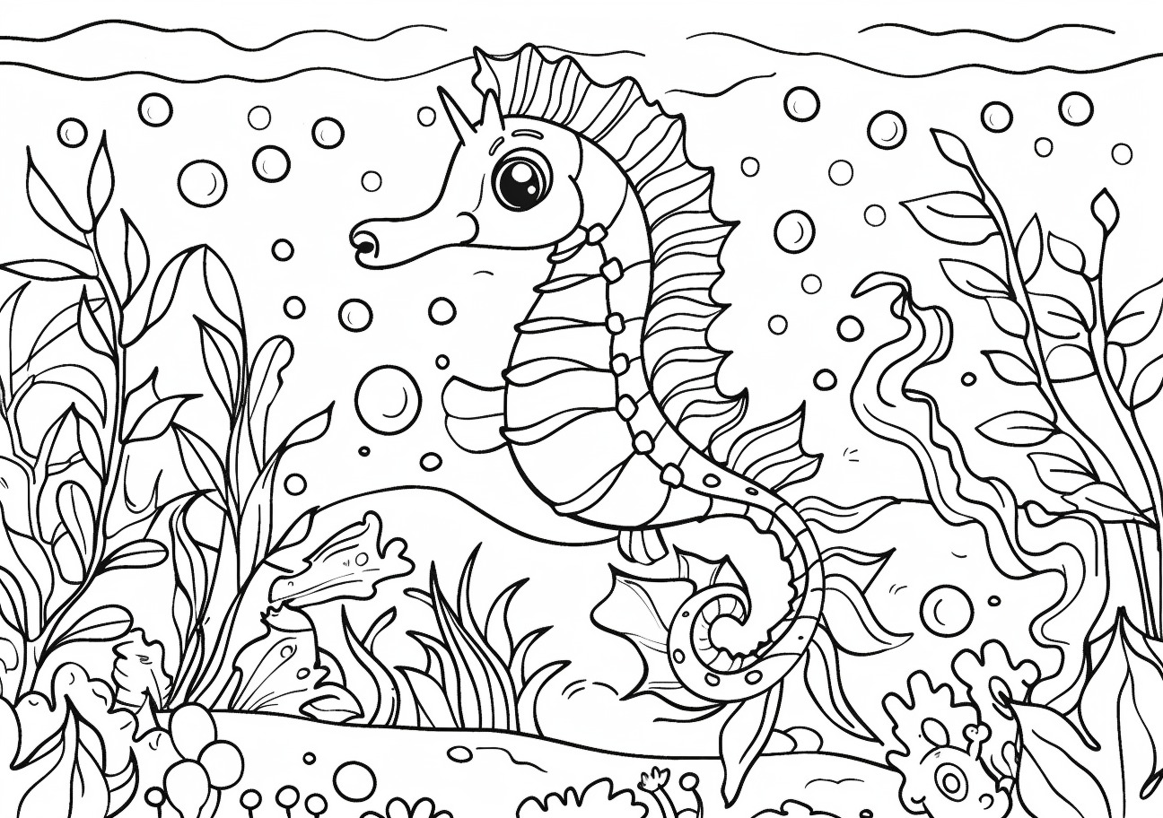 Seahorse Coloring Pages, Happy Seahorse