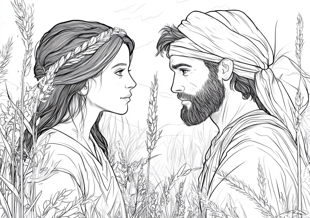 Isaac and Rebekah Coloring Pages, Isaac and Rebekah in the fields