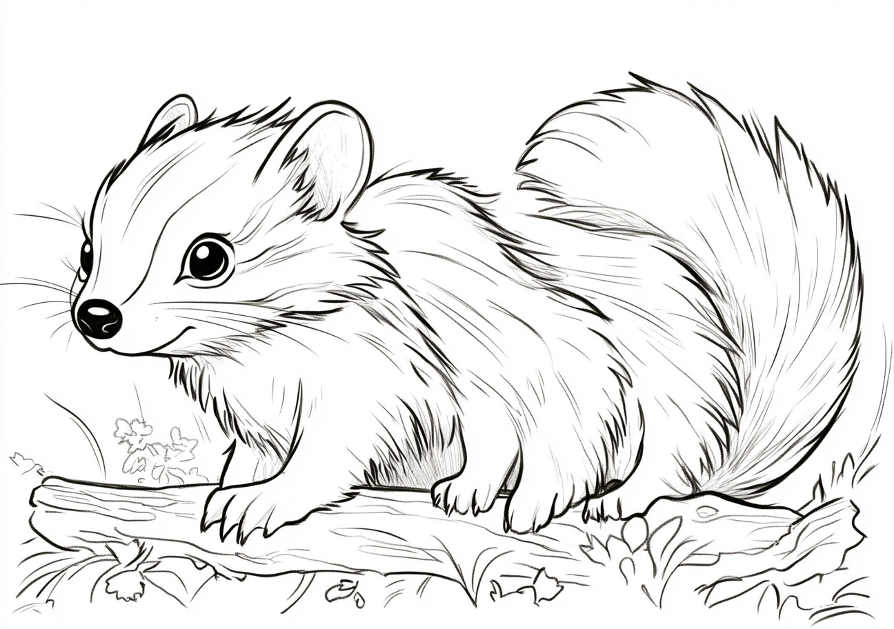 Skunks Coloring Pages, Skunks shy