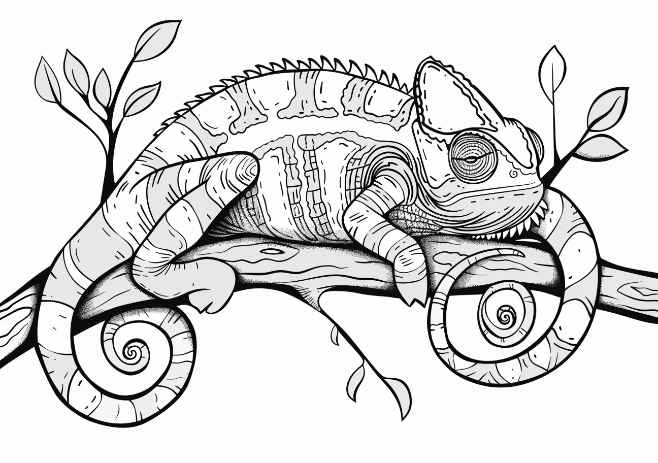 Сhameleon Coloring Pages, Sleeping Chameleon