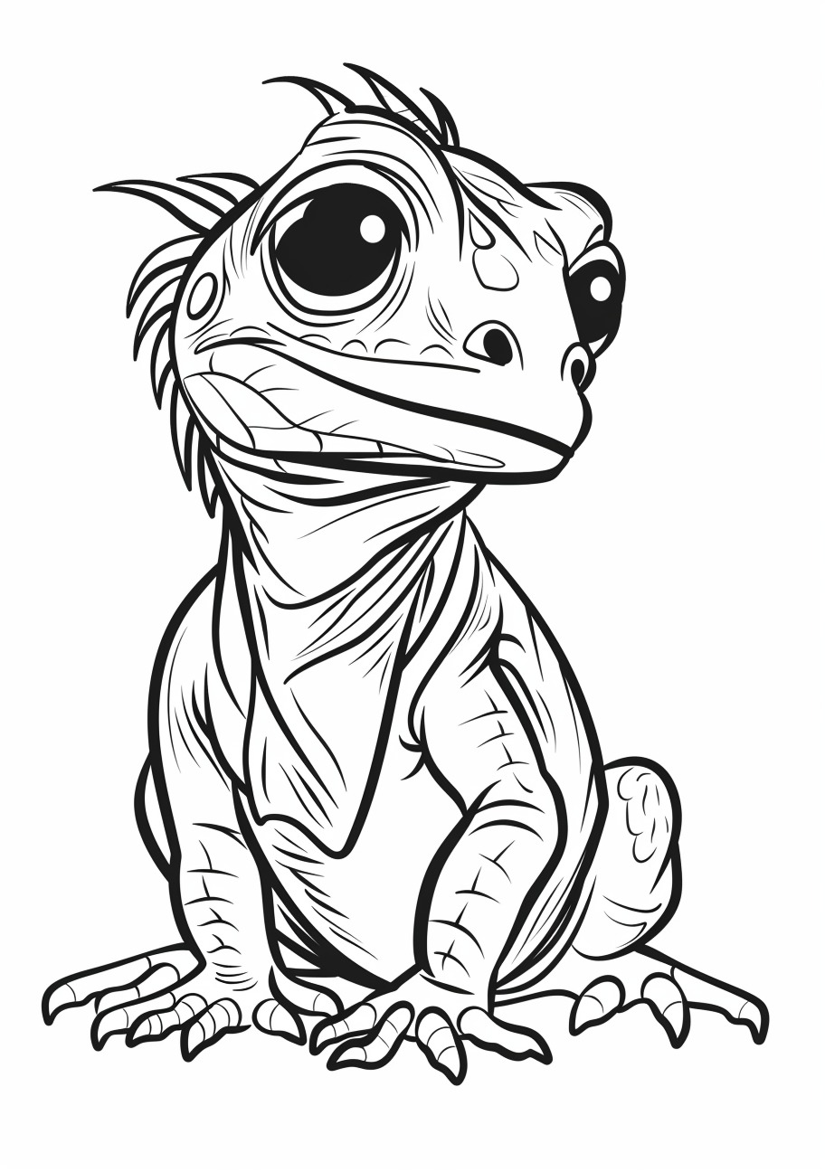 Iguana Coloring Pages, Kawaii Iguana