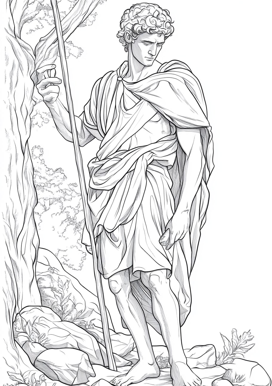 David and Goliath Coloring Pages, David with the sling and stone