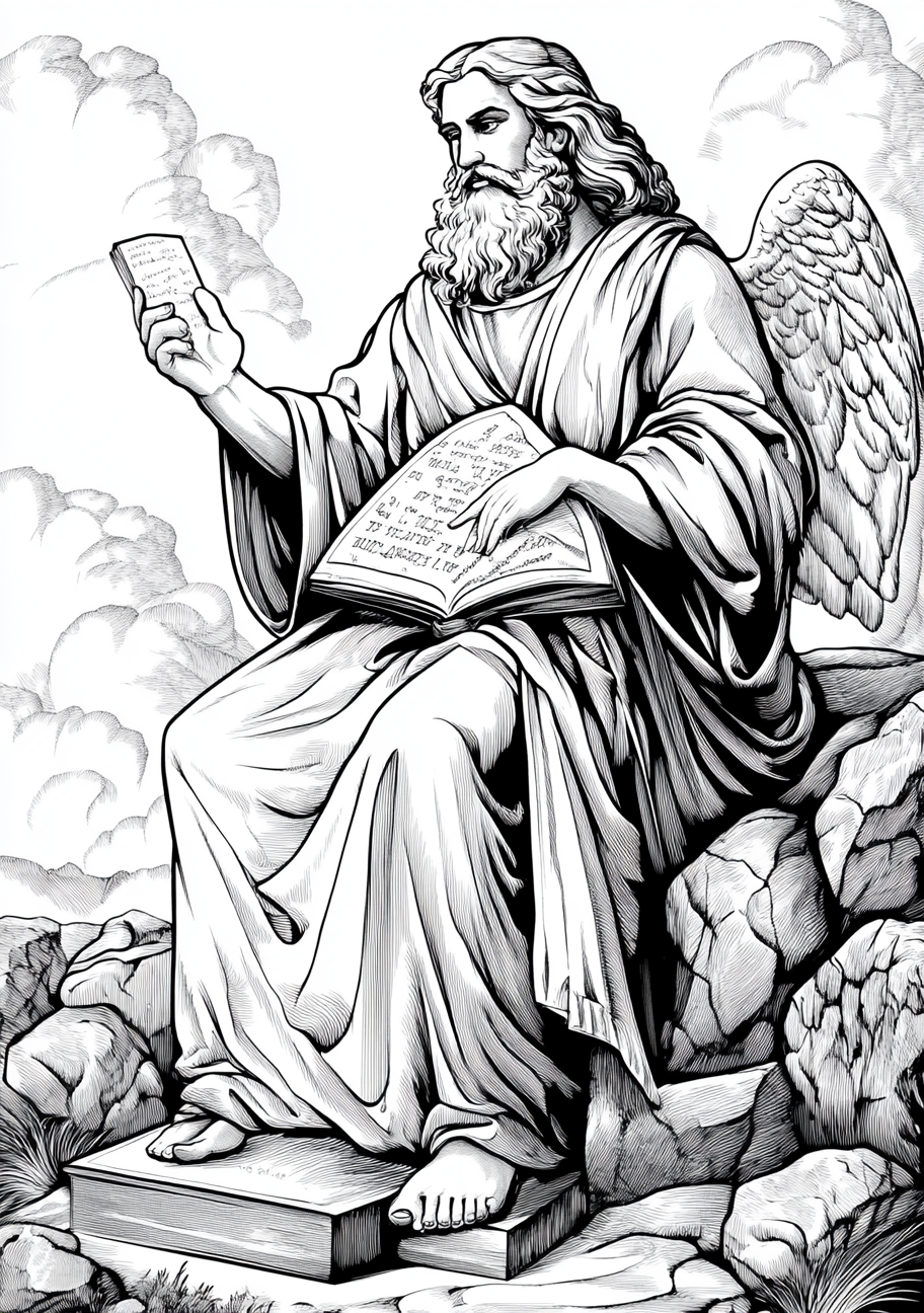 The Ten Commandments Coloring Pages, The Ten Commandment being  inscribed by God