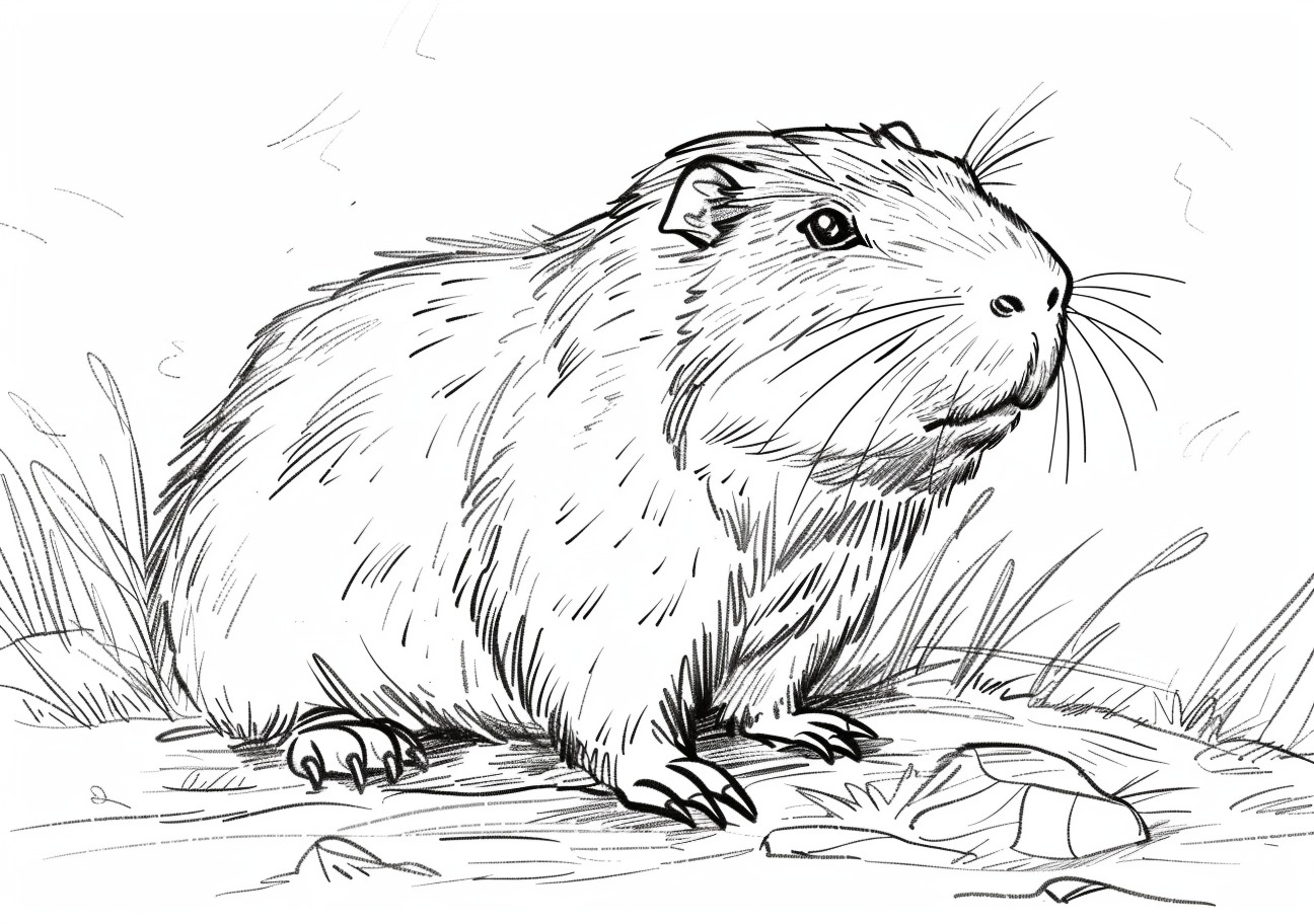 Capybara Coloring Pages, Cute Capybara