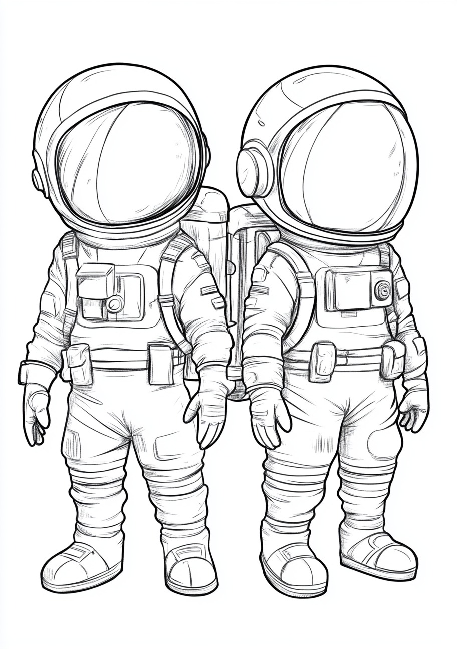 Astronauts Coloring Pages, Astronauts cheerful