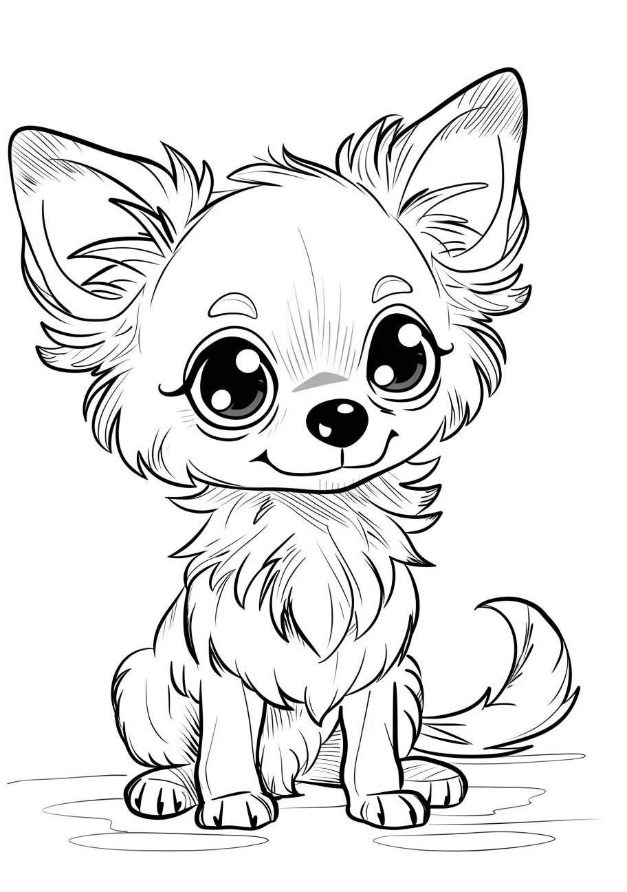 Chihuahua Coloring Pages, Kawaii Chihuahua