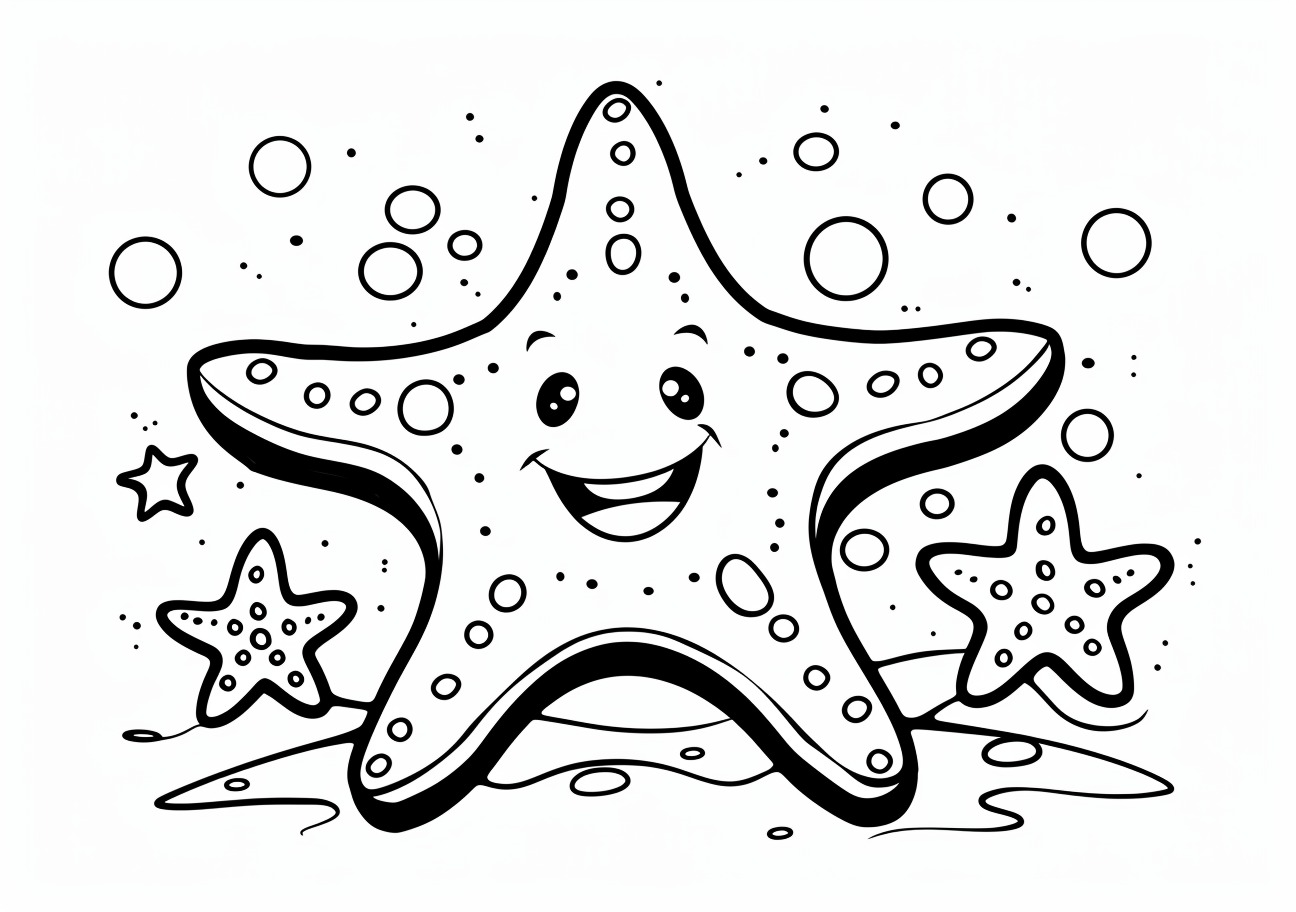 Starfish Coloring Pages, Happy Starfish