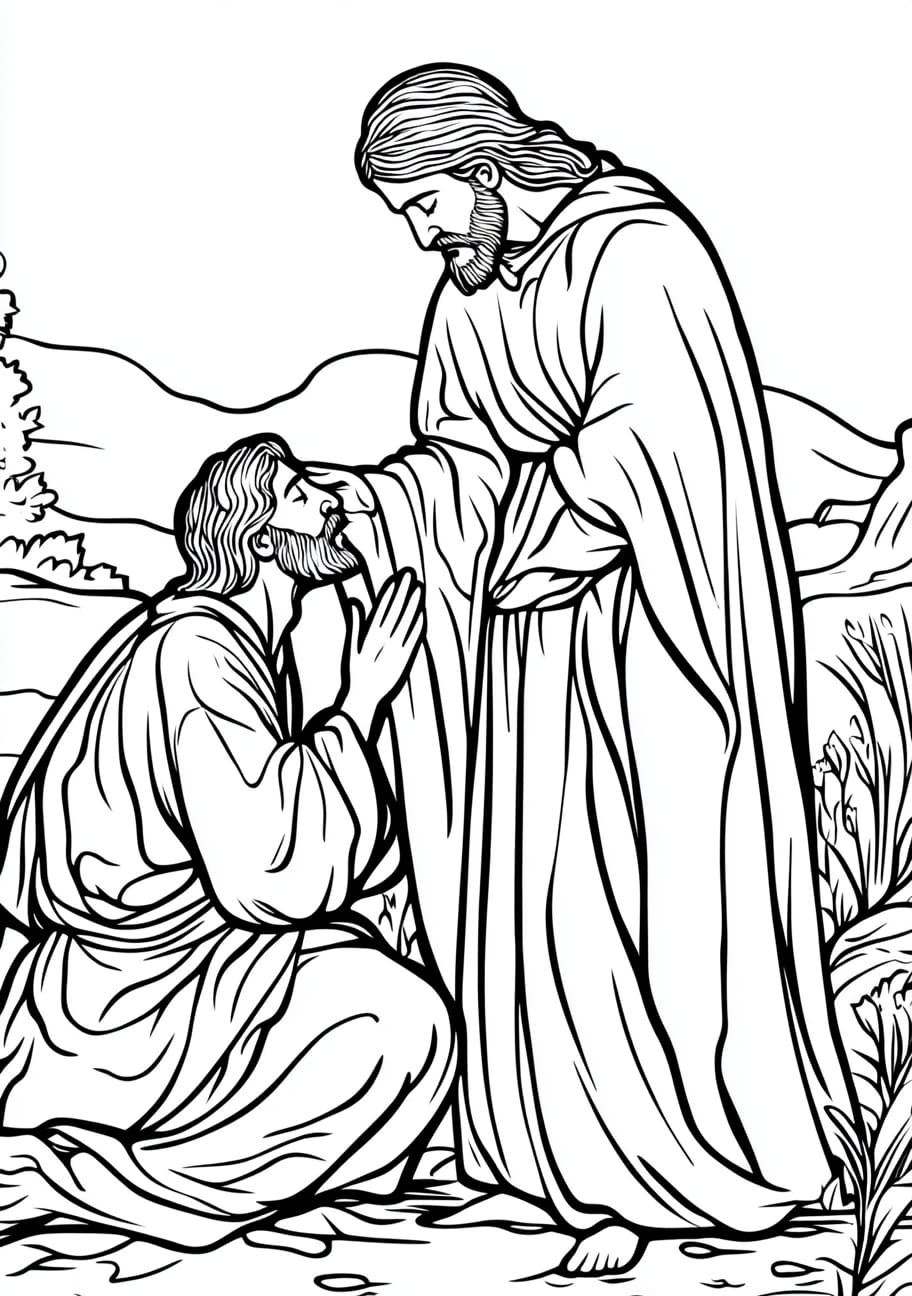 Miracles of Jesus Coloring Pages, Jesus healing the leper