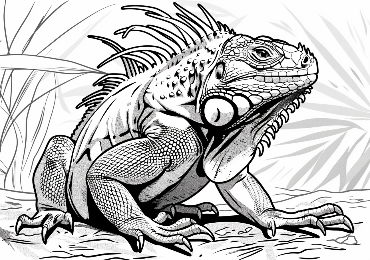 Iguana Coloring Pages, Angry Iguana