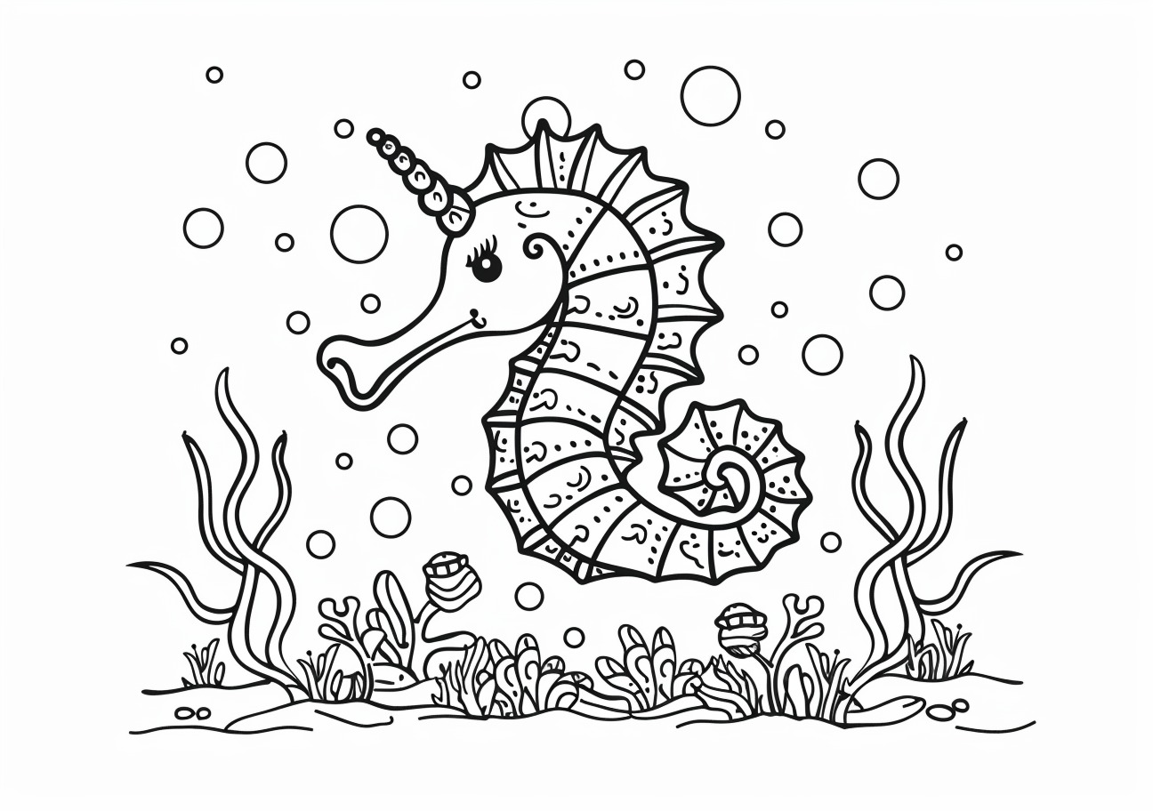 Seahorse Coloring Pages, Cute Seahorse