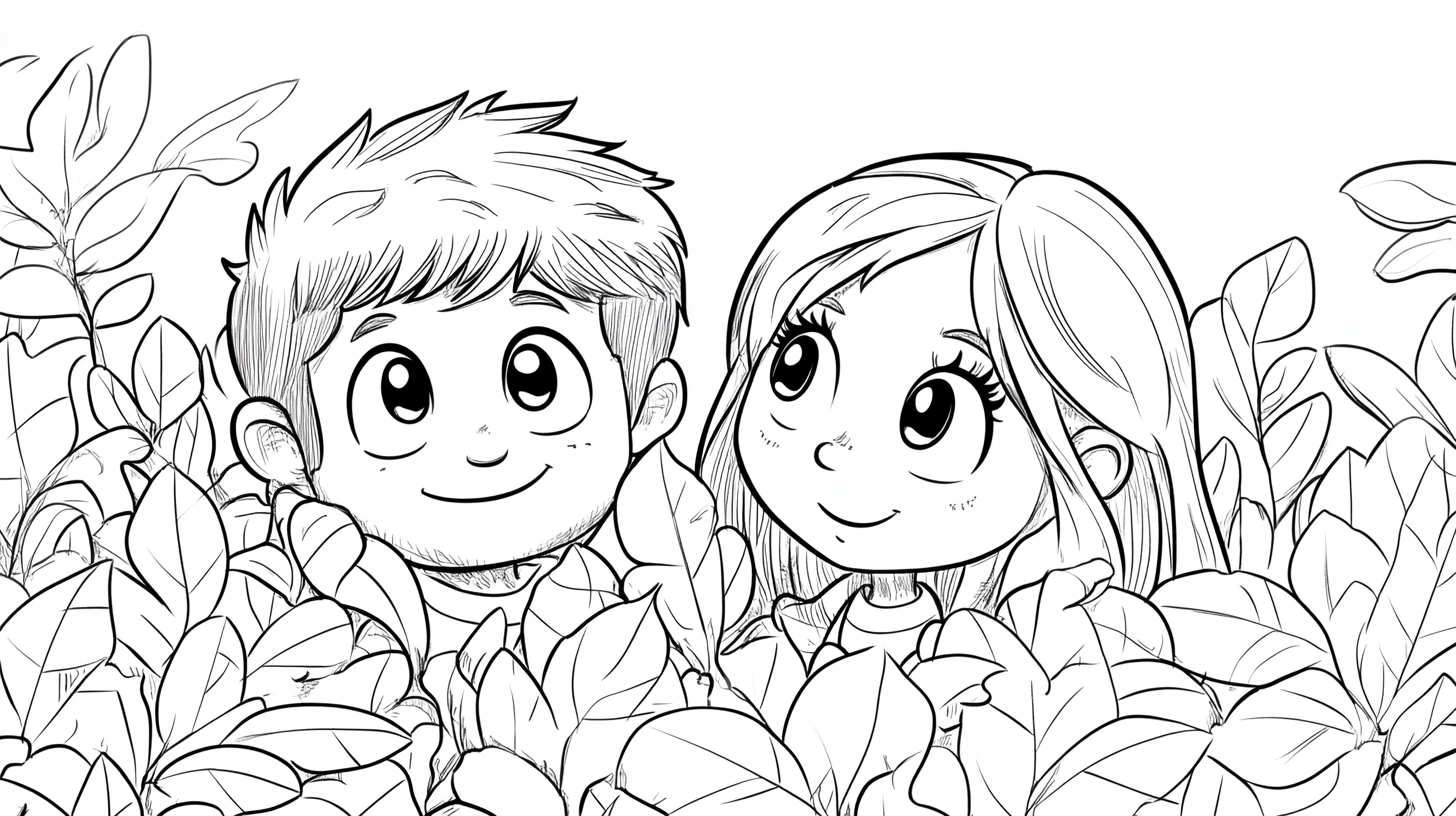 Adam and Eve Coloring Pages, Adam and Eve hiding after the fall