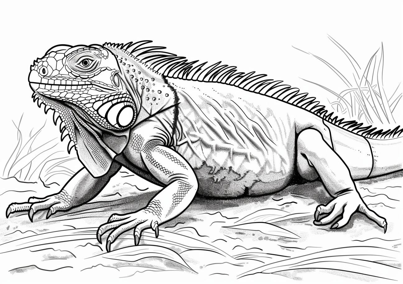 Iguana Coloring Pages, Realistic Iguana