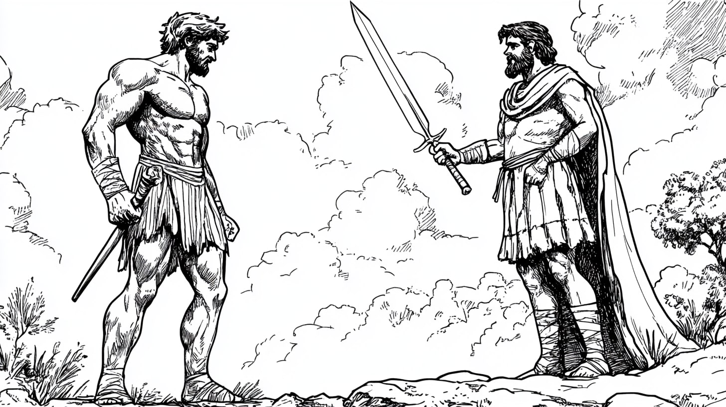 Bible Stories Coloring Pages, Bible Stories of David and Goliath